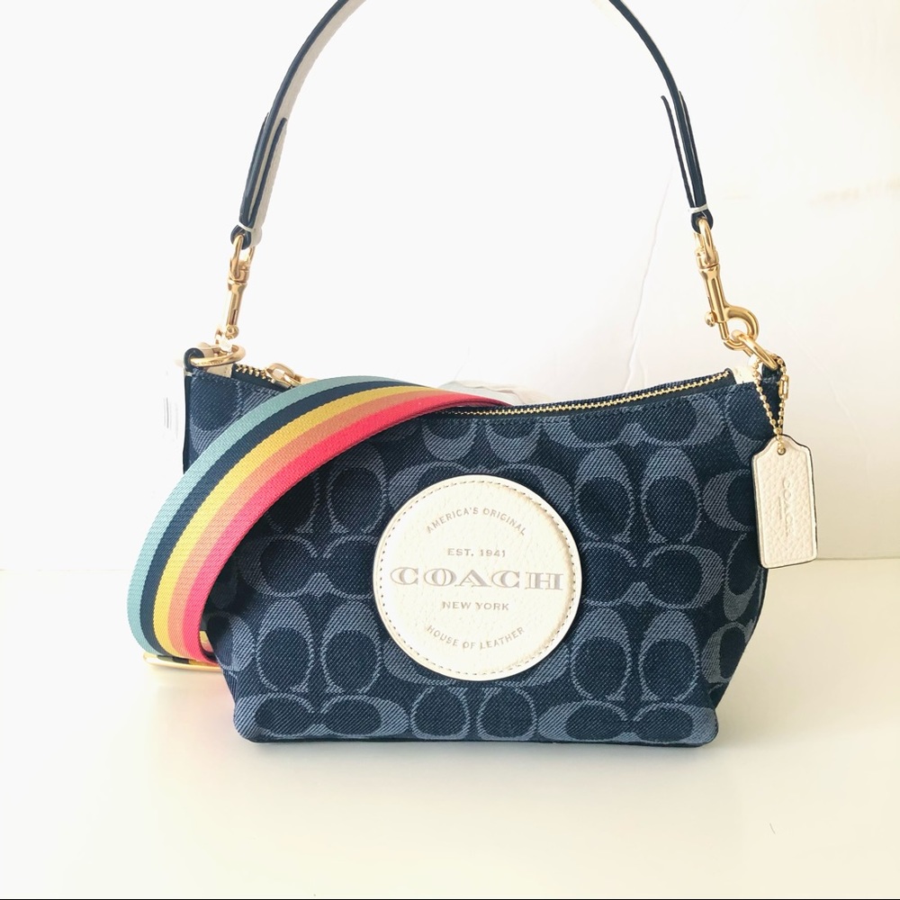 Coach Dempsey Shoulder Bag Denim Blue Purse